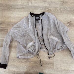 Victoria's Secret Sheer Bomber Jacket in Gray and Black